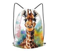 MXPELGHMAD Drawstring Backpack Draw String Back Bag Cute giraffe watercolor Drawstring Bags Cinch Sack Gym Bags