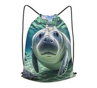 MXPELGHMAD Drawstring Backpack Draw String Back Bag Cute Sea Animal Manatee Drawstring Bags Cinch Sack Gym Bags