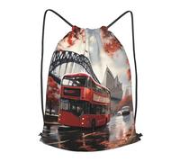 MXPELGHMAD Drawstring Backpack Draw String Back Bag Decker Bus Drawstring Bags Cinch Sack Gym Bags