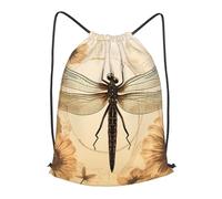 MXPELGHMAD Drawstring Backpack Draw String Back Bag Dragonfly on sunflower Drawstring Bags Cinch Sack Gym Bags