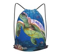 MXPELGHMAD Drawstring Backpack Draw String Back Bag Gray sea turtle Drawstring Bags Cinch Sack Gym Bags