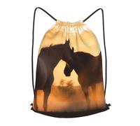 MXPELGHMAD Drawstring Backpack Draw String Back Bag Horses in Love Drawstring Bags Cinch Sack Gym Bags