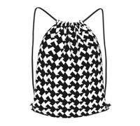 MXPELGHMAD Drawstring Backpack Draw String Back Bag Houndstooth Black Drawstring Bags Cinch Sack Gym Bags