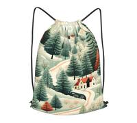MXPELGHMAD Drawstring Backpack Draw String Back Bag House in the Forest Drawstring Bags Cinch Sack Gym Bags