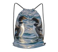 MXPELGHMAD Drawstring Backpack Draw String Back Bag Loon Birds Drawstring Bags Cinch Sack Gym Bags