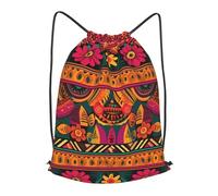 MXPELGHMAD Drawstring Backpack Draw String Back Bag Mexican Folk Art Boho Drawstring Bags Cinch Sack Gym Bags