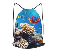 MXPELGHMAD Drawstring Backpack Draw String Back Bag Ocean Tropical Fish Coral Drawstring Bags Cinch Sack Gym Bags