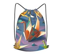 MXPELGHMAD Drawstring Backpack Draw String Back Bag Origami Paper Cranes Drawstring Bags Cinch Sack Gym Bags