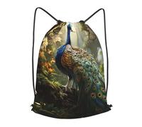 MXPELGHMAD Drawstring Backpack Draw String Back Bag Peacock on the Tree Drawstring Bags Cinch Sack Gym Bags