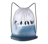 MXPELGHMAD Drawstring Backpack Draw String Back Bag Penguins on the Iceberg Drawstring Bags Cinch Sack Gym Bags