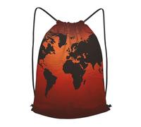 MXPELGHMAD Drawstring Backpack Draw String Back Bag Red and brown world map Drawstring Bags Cinch Sack Gym Bags