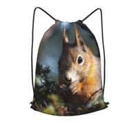 MXPELGHMAD Drawstring Backpack Draw String Back Bag Squirrel in the Forest Drawstring Bags Cinch Sack Gym Bags