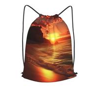 MXPELGHMAD Drawstring Backpack Draw String Back Bag Sunset on The Beach Drawstring Bags Cinch Sack Gym Bags