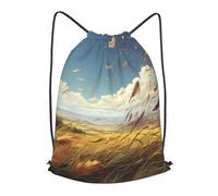 MXPELGHMAD Drawstring Backpack Draw String Back Bag The wind blows feathers Drawstring Bags Cinch Sack Gym Bags