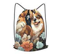 MXPELGHMAD Drawstring Backpack Draw String Back Bag Two Corgis Drawstring Bags Cinch Sack Gym Bags