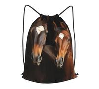 MXPELGHMAD Drawstring Backpack Draw String Back Bag Two horses standing Drawstring Bags Cinch Sack Gym Bags
