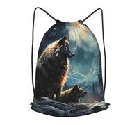 MXPELGHMAD Drawstring Backpack Draw String Back Bag Two Wolves Drawstring Bags Cinch Sack Gym Bags