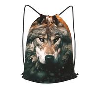 MXPELGHMAD Drawstring Backpack Draw String Back Bag Wolf in the forest at night Drawstring Bags Cinch Sack Gym Bags