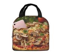 MXPELGHMAD Insulated Lunch Bag for Women Lunch Tote Bags Pizza with Mushrooms Tomatoes Lunch Box Large Capacity Cooler Bag for Picnic