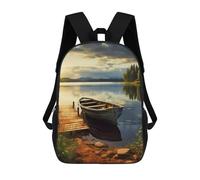 MXPELGHMAD Laptop Backpack for Women Men Carry-on Backpack Boat at Lake Shore Daypack Lightweight Travel Shoulder Bags