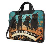 MXPELGHMAD Laptop Bag 15.6 inch Computer Carrying Bag Protective Case Four black cats lying on the piano keyboard Laptop Sleeve Case Briefcase Handbag
