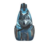 MXPELGHMAD Sling Bag Crossbody Shoulder Bag Cross Chest Bag 3D Wolf Dream Catcher Sling Backpack Travel Hiking Daypack