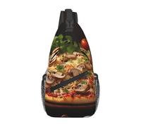 MXPELGHMAD Sling Bag Crossbody Shoulder Bag Cross Chest Bag Pizza with mushrooms tomatoes Sling Backpack Travel Hiking Daypack