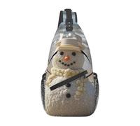MXPELGHMAD Sling Bag Crossbody Shoulder Bag Cross Chest Bag Sand Snowman on Beach Sling Backpack Travel Hiking Daypack