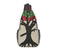 MXPELGHMAD Sling Bag Crossbody Shoulder Bag Cross Chest Bag Tree of Life Palestinian Flag Sling Backpack Travel Hiking Daypack