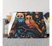 MXPELGHMAD Throw Blanket for Couch Cozy Warm Fuzzy Plush Thick Soft Blankets Owl Pattern Blanket All Seasons Lightweight Flannel Fleece Throw Blankets for Bed Sofa Bedroom Living Room 50"x40"