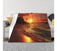 MXPELGHMAD Throw Blanket for Couch Cozy Warm Fuzzy Plush Thick Soft Blankets Sunset on The Beach Blanket All Seasons Lightweight Flannel Fleece Throw Blankets for Bed Sofa Bedroom Living Room 50"x40"