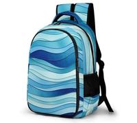 MXPELGHMAD Travel Backpack Carry-on Daypack Blue Wave Stripe Laptop Backpack Lightweight Shoulder Bags for Women Men