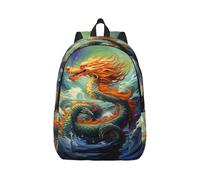 MXPELGHMAD Travel Backpack Carry-on Daypack Chinese Dragon Oil Painting Laptop Backpack Lightweight Shoulder Bags for Women Men