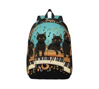 MXPELGHMAD Travel Backpack Carry-on Daypack Four black cats lying on the piano keyboard Laptop Backpack Lightweight Shoulder Bags for Women Men