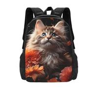MXPELGHMAD Travel Backpack Carry-on Daypack Images of cats and flowers Laptop Backpack Lightweight Shoulder Bags for Women Men
