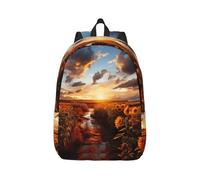 MXPELGHMAD Travel Backpack Carry-on Daypack Sunset over sunflower field Laptop Backpack Lightweight Shoulder Bags for Women Men