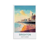 MXQOXAP Brighton East Sussex Vintage Travel Poster 16x24inch(40x60cm) Canvas Wall Art Pictures