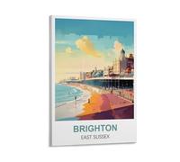 MXQOXAP Brighton East Sussex Vintage Travel Poster 16x24inch(40x60cm) Canvas Wall Art Pictures