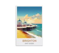 MXQOXAP Brighton East Sussex Vintage Travel Posters 16x24inch(40x60cm) Canvas Wall Art Pictures
