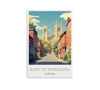 MXQOXAP Bury St Edmunds Suffolk Vintage Travel Poster 20x30inch(50x75cm) Canvas Wall Art Pictures