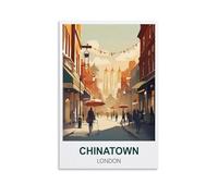 MXQOXAP Chinatown London Vintage Travel Poster 20x30inch(50x75cm) Canvas Wall Art Pictures