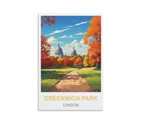 MXQOXAP Greenwich Park London Vintage Travel Poster 20x30inch(50x75cm) Canvas Wall Art Pictures