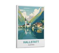 MXQOXAP Hallstatt Austria Vintage Travel Poster 24x36inch(60x90cm) Canvas Wall Art Pictures
