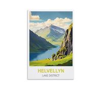 MXQOXAP Helvellyn Lake District Vintage Travel Poster 16x24inch(40x60cm) Canvas Wall Art Pictures