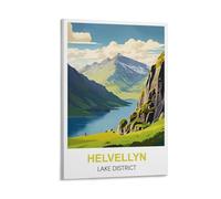 MXQOXAP Helvellyn Lake District Vintage Travel Poster 16x24inch(40x60cm) Canvas Wall Art Pictures