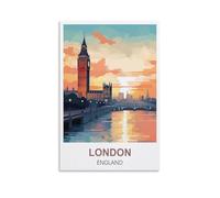 MXQOXAP London England Vintage Travel Posters 20x30inch(50x75cm) Canvas Wall Art Pictures