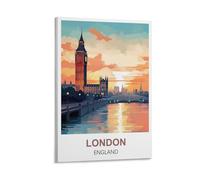 MXQOXAP London England Vintage Travel Posters 20x30inch(50x75cm) Canvas Wall Art Pictures