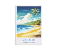 MXQOXAP Magaluf Balearic Islands Vintage Travel Poster 12x18inch(30x45cm) Canvas Wall Art Pictures