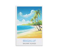 MXQOXAP Magaluf Balearic Islands Vintage Travel Posters 20x30inch(50x75cm) Canvas Wall Art Pictures