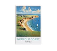 MXQOXAP Norfolk Coast Suffolk Vintage Travel Poster 24x36inch(60x90cm) Canvas Wall Art Pictures